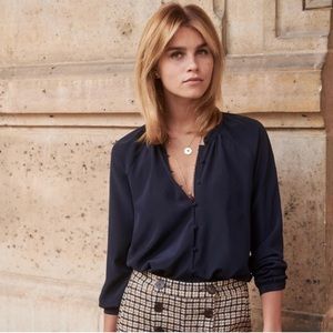 Sezane Navy Blouse